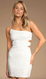 Lulus Want To Wow White Sequin Cutout One-Shoulder Bodycon Mini Dress XL NWT Photo 0