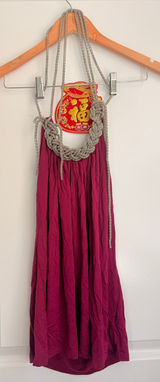 Vintage Y2K 2000s Forever 21 Halter Neck‎ Tie Rhinestone Blouse Small Photo 0