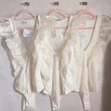 NWOT Free People Intimately Paper Planes Balletcore Ivory Ruffle Bodysuit Sz XS Photo 0