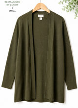 J.Crew Re-Imagined Open Front Cardigan Sweater Small Olive Green 100% Cotton Photo 0