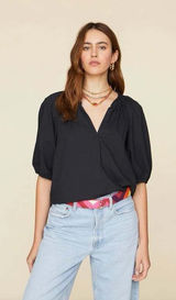 Xirena Black Puff Sleeves Jules Top Size Medium Photo 0