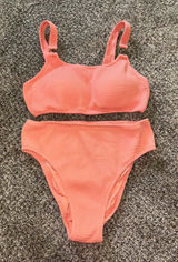 Victoria’s Secret Coral Textured Bikini Set L/XL Photo 0