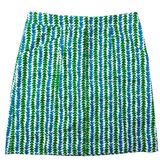 Boden Womens Skirt Blue Green Leaf Print A-Line Zip Size 6R Photo 0