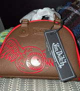 Von Dutch Originals Brown and Red Winged Eye Bowling Bag Photo 0