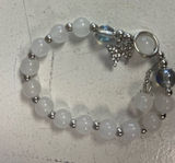 Silver White Beaded Charm Bracelet - Women Jewelry Photo 0