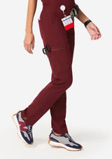 Figs Yola FIONx Elastic Waistband Scrub Pants Size Extra Small Burgundy Photo 0