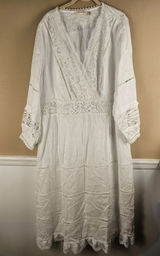 NWT Soft‎ Surroundings White Linen Lace Araminta Boho Tiered Maxi Dress 20W 20 W Photo 0