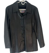 American Leather USA Vintage 90s Women's Size Large Black Button Up‎ Jacket Coat Photo 0
