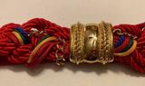 Vintage stretch red belt with gold buckle Photo 0