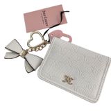 Juicy Couture White Monogram Card Case‎ Bow Heart Keychain Wallet Y2K NWT Photo 0