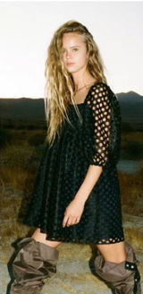KIMCHI BLUE UO Moe Dot Lace Babydoll Mini Dress S Photo 0