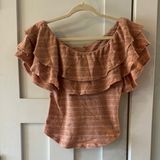 Free People Women's Ruffled Off-Shoulder Top - peach resort wear size m Photo 0