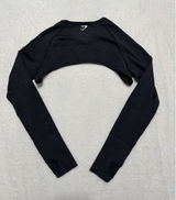 Gymshark Women's Black Marl Vital Shrug Thumb Holes Size Medium Photo 0