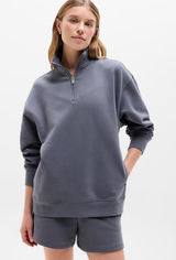 New Athleta M Forever Fleece 1/4 Zip Sweatshirt Slate Grey Medium Regular Photo 0
