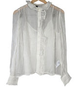 J. Crew Ruffle button-up shirt in crinkle chiffon‎ in Ivory 0 Photo 0