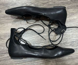 Topshop Ghillie Black Pointed Toe Lace Up Flats Photo 0
