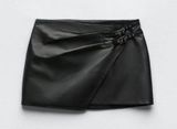 Zara Black Faux Leather Mini Skirt Photo 0