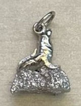 sterling silver 3D charm of a sea lion perched on a textured rock‎ 1" Photo 0