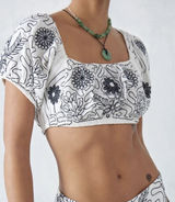 Free‎ People NWT size Medium Embroidered Lotus Top Only Cropped Photo 0
