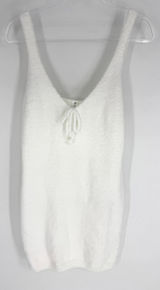 Misscosy White Fuzzy Knit Nightgown V-Neck Tie Front Sleeveless Size 8 Photo 0