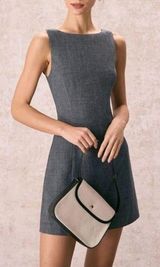 Rihoas Grey Boat Neck Sleeveless Dress Photo 0