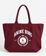 NWT ANINE BING Leo Canvas Tote Collegiate Fig Burgundy Bag Photo 0