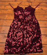 City Triangles Burgundy Sequin Lace Up Back Bodycon‎ Mini Dress Womens Size 0 Photo 0