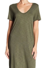 Madewell Olive Green T-Shirt Dress – Size Small – Short Sleeve Midi Photo 0