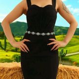 Western Vintage Engraved Style Oval Waist Chain Boho Silver Metal Waist Belt‎ Photo 0