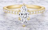 2CT Marquise Cut Diamond Engagement Ring Gold Pave Band Promise Wedding Ring Photo 0