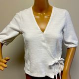 Madewell White Short Sleeve Wrap Top Photo 0