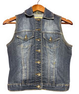 Paris Blues Women Small Blue Denim Trucker Vest Medium Wash Sleeveless‎ Jacket Photo 0