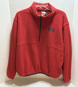 L.L. BEAN Woman Vintage Red Half Zipper Fleece Sweatshirt Pockets Logo XL Photo 0