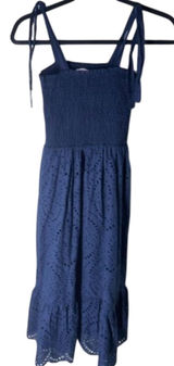 Pink Lily Navy Blue Eyelet Smocked Sundress Midi S Coquette Photo 0