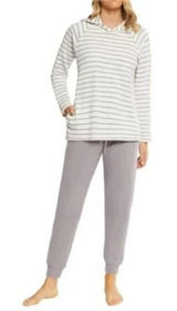 Max & Mia Womens Stripe Waffle Knit Lounge Set Dusty Plum White Medium 1815321‎ Photo 0