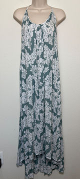 Mikoh Women Maxi Dress XS/S Green White‎ Tropical Hibiscus Halter Backless 1 Photo 0