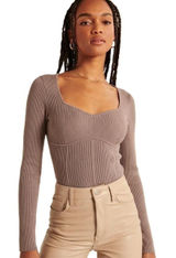 Abercrombie taupe sweetheart sweater bodysuit Photo 0