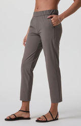 Vuori Miles Ankle Pants Women XS Chia Brown Tapered Joggers Zip Pocket Travel Photo 0