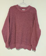 American Eagle Oversized Crew Neck Long Sleeved Waffle Knit‎ Sweater pink large Photo 0