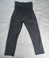 a:glow Active Maternity‎ Leggings Gray Over the Belly Cropped Athletic Pants S Photo 0