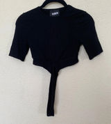 Reformation‎ rib knit cut out criss cross crop top black Size S Photo 0