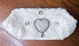 Pam McMahon Vintage Cream Beaded Kiss-Lock Clutch with Heart Detail Photo 0