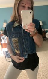 Denim Embroidered Jean Vest Blue Size L Photo 0