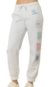 NEW Vintage Havana Patch Embroidered Ultra Fleece Joggers Womens M Gray Coastal Photo 0
