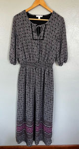 Westport Black and Pink Floral Long Sleeve Dress Photo 0