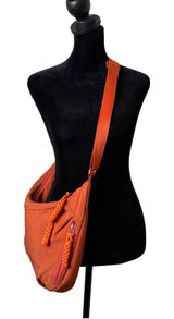 Nylon Crescent‎ Crossbody Bag Orange Utility Paracord Zipper Travel Hiking Photo 0