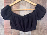 Brandy Melville Black Maura Whimsigoth Puff Sleeve Crop Top Dark Coquette Photo 0