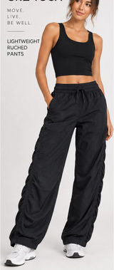 CRZ YOGA Women’s Black Ruched Pants Size XS Drawstring Lightweight NWOT Photo 0