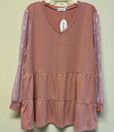 NWT Clearlove blush sheer long sleeve tiered top size XXL Photo 0