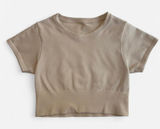 OFFLINE by Aerie Women M Cropped T-Shirt Short Sleeve Cream Beige Photo 0